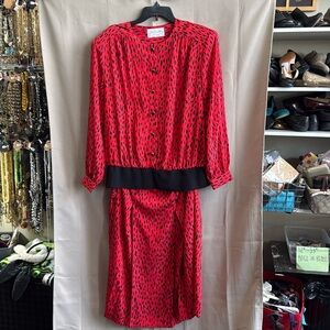 Vintage Schrader Sports 2pc red and black dress